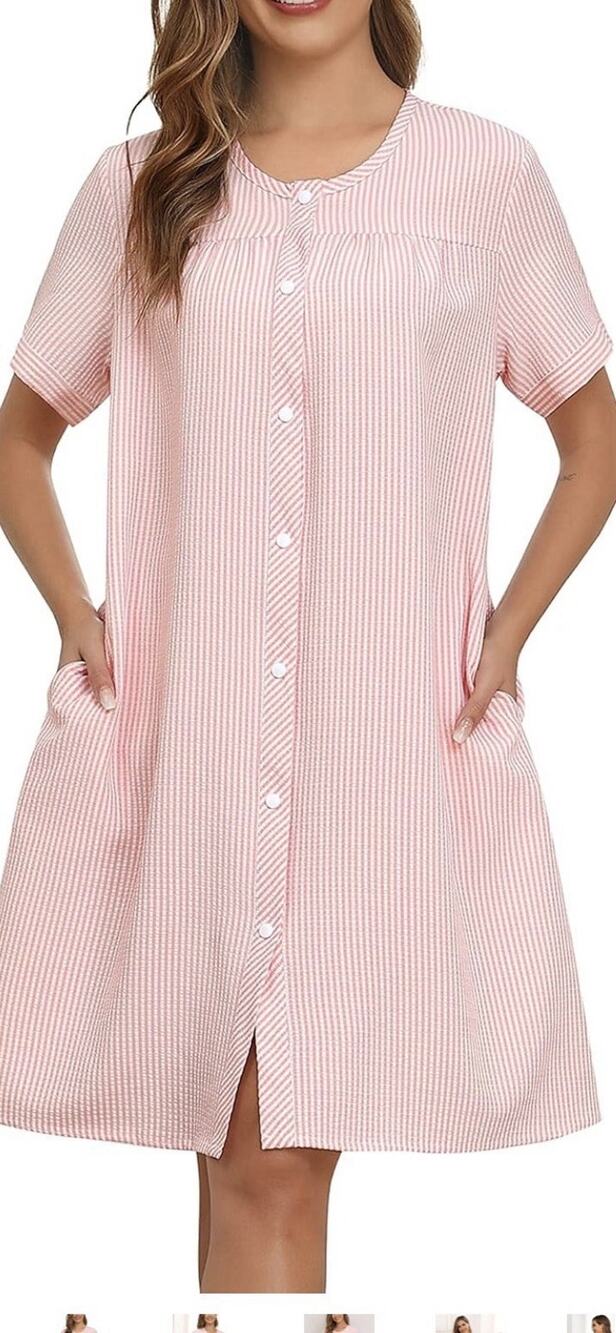 NWOT YOZLY House Dress Womens Short Sleeve Housecoat Duster Robe Button Down XL